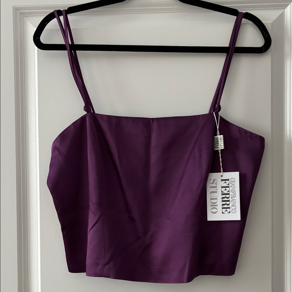 NWT Vintage Gianfranco Ferre Size 46 Satin Strappy Cropped Top